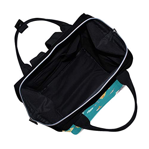 Kolourlife bager ruksaka na svijetu Karta Životinje Casual Daypack Multifunkcionalne torbe za pelene