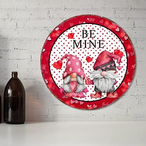 Budite mini okrugli metalni limenki znak ružičaste potkoljenice od metala od srca od metala 12in sretan dan zaljubljenih gnome molk