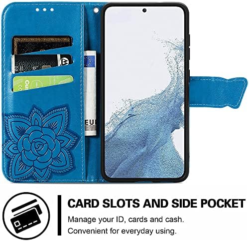 ROPIGO za Samsung Galaxy S23 5G futrola za novčanik, reljefna leptir Premium PU Koža [postolje za noge] [Slotovi za kartice] [narukvica] [6,1 inča] poklopac telefona za Samsung S23