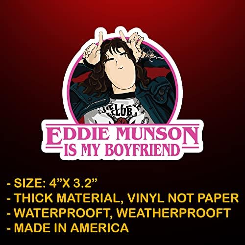 Funny Eddie Munson je moj dečko vinil naljepnica za auto kamion laptop Tumbler vodootporne naljepnice | Veličina 4 / ideja za poklon za djevojku koja voli Eddieja Munsona