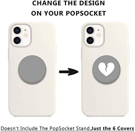 Zamjena gornji poklopac za pop utičnica za iPhone, zamenski poklopci za popsoket za zamjenu telefona paket vrhova zavarivanje za popsockets srčani uzorak dizajn silikonskog gornjeg poklopca 6 paketa