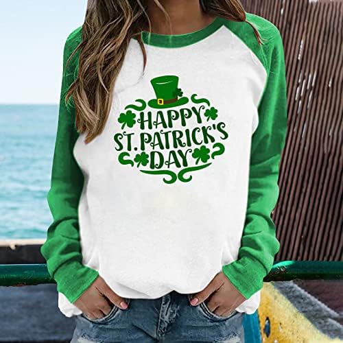St Patricks dan vrhova za žene labave spajanje Dugi rukav pulover bluza Casual okrugli vrat slatka srce Print Shirts