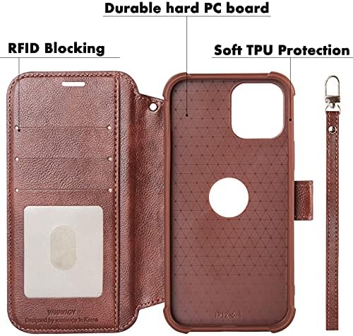 VANAVAGY iPhone 14 torbica za novčanik,kožna magnetna traka za okretanje Navlaka za ručni telefon [zaštitnik ekrana uključen] [podrška