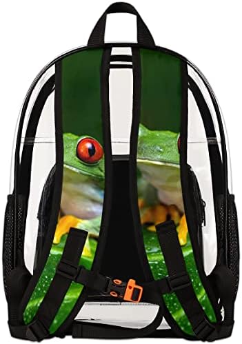 Bisibuy Tree Frog Palm List Clear Backpack Stadion Odobreni teški PVC prozirni ruksaci Veliki Vidi kroz torbu za radne putovanja Sportski događaji Koncerti