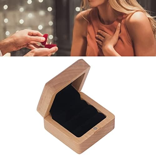 Tissting Wood Ring Box, Ručno rađeni magnetni ograđeni prsten, prijenosni drveni prezentacijski kutiji za nakit Organizator prsa, prijedlog vjenčanih ceremonija svadbeni nosač