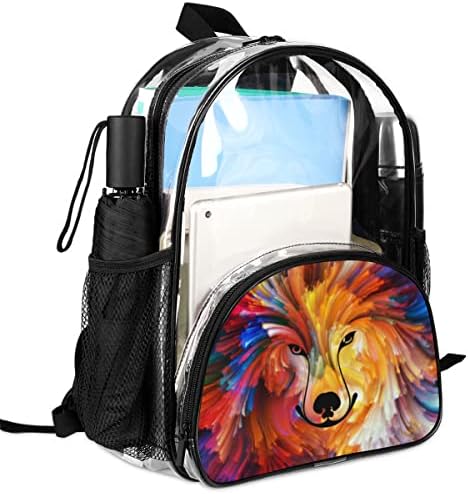 QsirBC psihodelični pas Clear ruksak udobne podesive naramenice PVC clear Book torba kapacitet mrežasti bočni džep pogodan za školska Radna putovanja na piknik