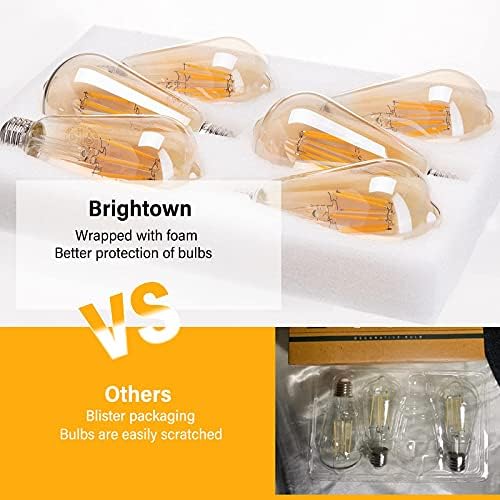 Brightown Led Edison sijalice - 4 pakovanja E26 Prigušive 60 W ekvivalentne 6w LED sijalice, 2700k jantarne sijalice Vintage Warm