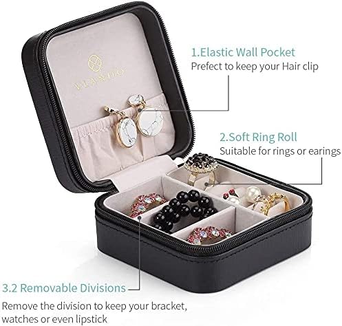 JHSJ nakit za nakit mini nakit Organizator FAUX Koža za putovanja, Slučaj za skladištenje za prstenje, naušnice, ogrlice poklon za djevojčice Majka Ženska kutija za odlaganje nakita