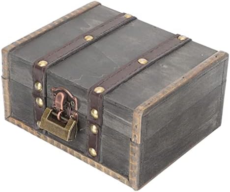 Cabilock Delicijativni organizator banke Piggy Cash Treasures Retro bin: rustikalni čuva novac novac blago drvena igračka zaključana za naušnice čuvanje malog 3pcsbox