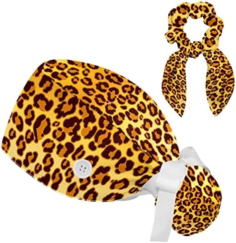 Radna kapa s poklonima za kosu za kose za žene, Leopard Brown Hirurški šešir Držač konju, više boja