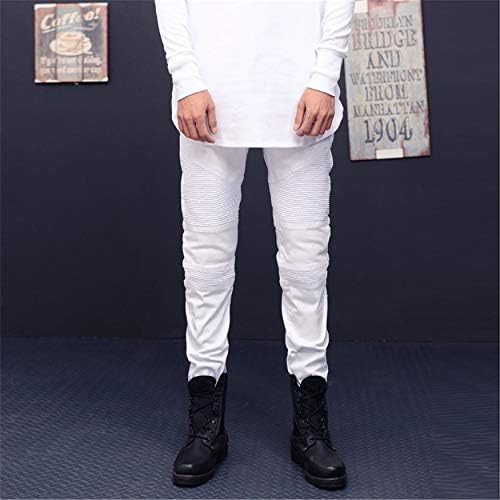 Andongnywell muške uske traperice duge uske rastezljive hlače udobne traper hlače s ravnim nogama s džepom s patentnim zatvaračem