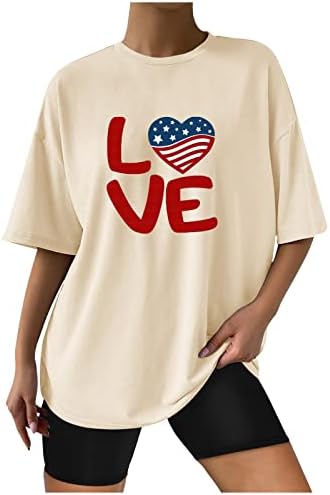 Ženske ljetne vrhove i bluze Američka zastava Love majica kratkih rukava 4. jula Patriotski ženski tunički vrh