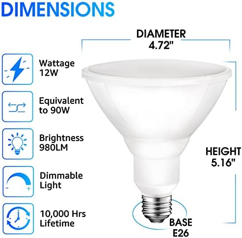 Energetska Par38 vanjska LED sijalica za poplave, 5000k dnevna svjetlost, ekvivalent od 90 W, Wet Rated, 980LM, E26 baza, zatamnjiva, ul, 12 pakovanje
