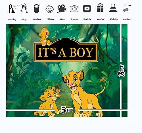 Oh Baby backdrops za dječaka 5x3FT Lion King tema Baby Shower Pozadine za djecu Jungle Safari Infant Simba Baby Shower Banner za dekoracije