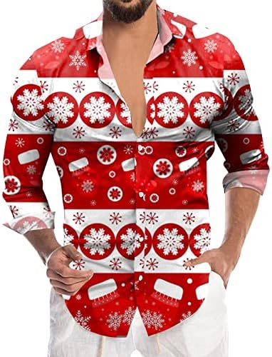 XXBR Božićne muške ležerne majice s dugim rukavima Novelty majica s kratkim rukavima Funny Xmas Santa Claus Print Thirt