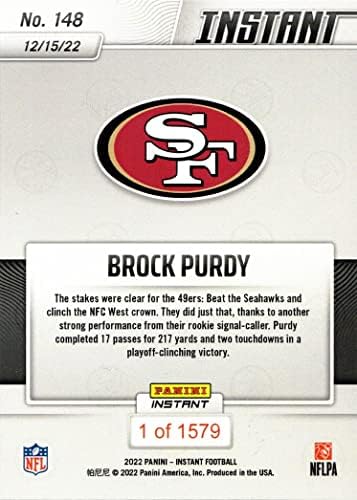 2022 Panini Instant Football # 148 Brock Purdy Rookie Card 49ers - samo 1.579 napravljeno!