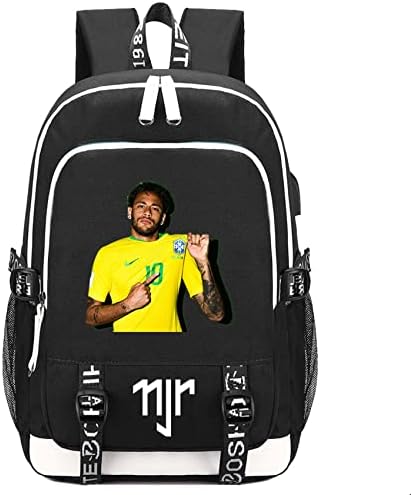 Gengx Wesqi Kids Tines Casual Laptop Bag-Neymar JR Graphic Travel Bag, Školski ruksak sa USB punjenjem porta za punjenje i priključak