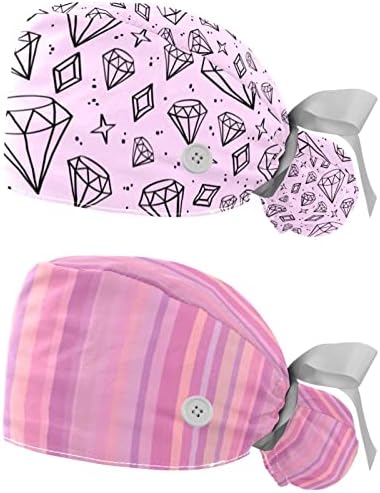 2 komada Pink dijamantski uzorak čep s tipkama i vrpcom za žene za žene