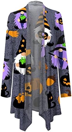 Ženska halloween Cardigan bundeva mačka Print s dugih rukava Otvoreni prednji plus veličina džemper kaput gornji juniorski džemper haljina