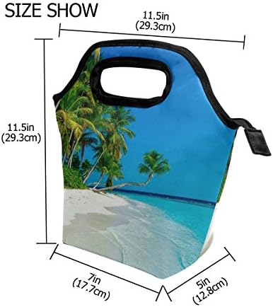 Vipsk torba za ručak plava morska plaža Palma kutija za ručak, vodootporna torbica za piknik na otvorenom torbica za ručak torbe za ručak sa patentnim zatvaračem, Crna