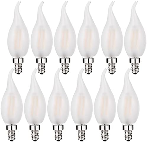 Beonllay LED kandelabra sijalica 25W ekvivalentna 3000k meki bijeli plamen vrh matirano staklo 2W LED žarulja sa žarnom niti E12 osnovna