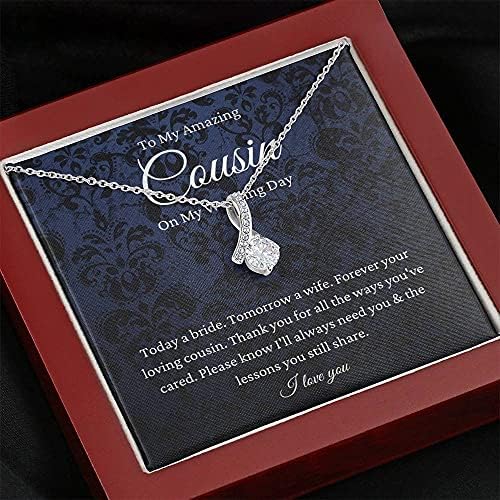 Nakit za poruke, ručno izrađena ogrlica - personalizirani poklon Petit Ripbon, rođak mladenke poklon od rođaka do rođaka Vjenčani poklon od rođaka Vjenčani poklon od mladenke do rođaka vjenčanja