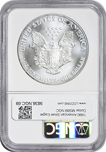 1990. p $ 1 američki srebrni orlov dolar NGC MS69