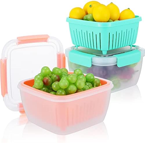 2kom 1.5 L/50oz Berry Basket Berry Bowl posuda za voće posuda za cediljku sa poklopcem kutija za kontejnere za bobičasto voće održavajte