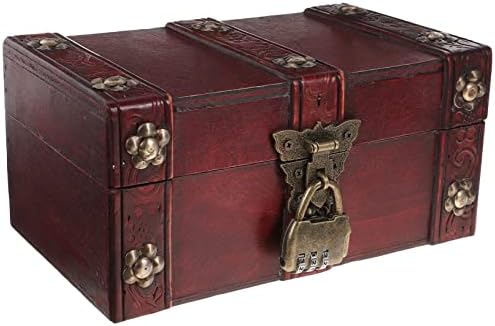 Nolitoy vintage drvena kutija za odlaganje kreveta za poklopce za poklone za poklone za poklone nakit za prstenove 1 pc kutija drvena blaga šina drvena kutija antikne blaga box crvena crvena