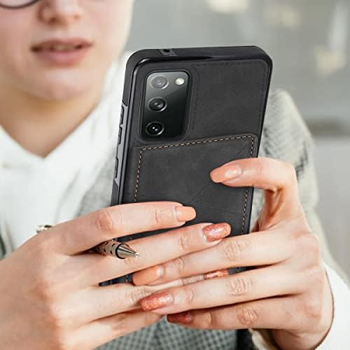 Galaxy S20 Fe Case, NKECXKJ dizajn za Samsung S20fe futrola za telefon sa zaštitom ekrana PU kožna držač kartica slotovi Magnetic Back Flip Folio zaštitni poklopac za žene muškarci djevojke 6.5 inčni crni