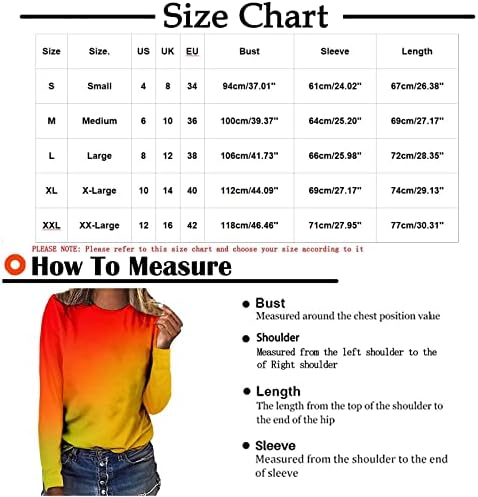 Ženske Košulje Casual Labave Duge Rukave Crewneck Tshirts Tie Dye Grafička Bluza Trendy Gradient Pulover Tops Bluza