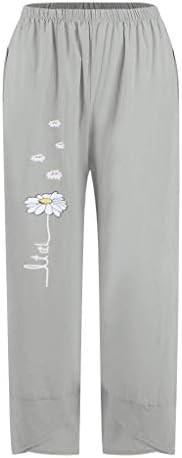 Ljetne Ležerne pamučne lanene pantalone za žene labave pantalone sa širokim nogavicama visokog struka na plaži sa džepovima udobne pantalone