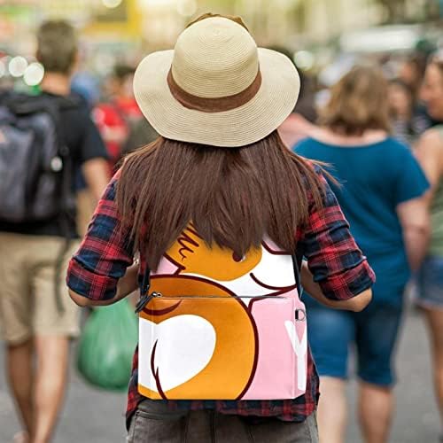 Tbouobt kožni putnički ruksak lagan laptop casual ruksak za žene muškarci, crtani životinja Corgi