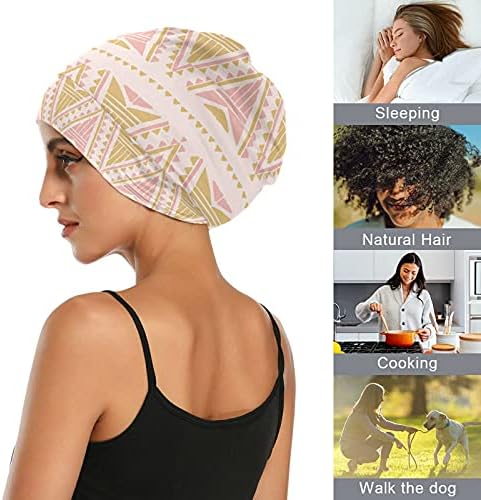 Kapa s lubanjem za spavanje Radni šešir Bonnet Beanies za žene Striped boemijski ružičasti zlatni trokut geometrijski etnički spavanje