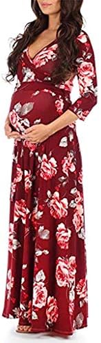 Majska Maxi haljina ljetna žena omotana haljina sa pojasom cvjetna cvjetna haljina za trudnice trudnoća materinska haljina za fotografisanje