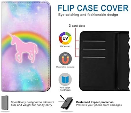 RW3070 Rainbow Unicorn Pastel Sky PU Koža Flip Case Cover za Samsung Galaxy S23 Ultra