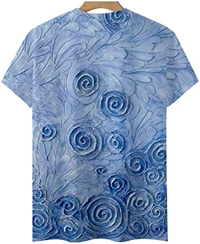 Ženski cvjetni ispis O-izrez ugrađeni majica uzorku s uzorkom estetske grafičke tee labave ljetne udobne vrhove