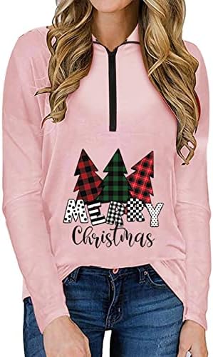 Plus size Crewneck Dukserica polu zatvarača Sretan Božićni pulover Mekani materinski poslovni povremeni vrhovi za žene