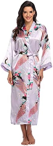 Ženski Dugi Svileni Bade Mantil Satenski Kimono Ogrtač Cvjetni Štampani Kućni Ogrtač Za Spavanje