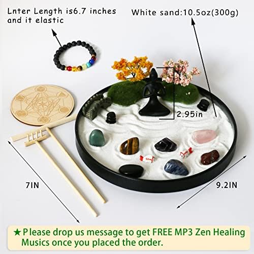Bangbangda Chakra Stone Yoga Zen Garden - Meditacija oltarski komplet Kristalni kvarc Rock Sand Zen Rake Pribor Bonsai Zen Pokloni