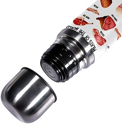 SDFSDFSD 17 oz Vakuum izolirane nehrđajuće čelične boce za vodu Sportska kavana Putna krigla Stena kožna omotana BPA besplatno, meso svijeta