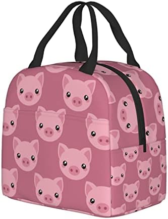 PrelerDIY slatka crtana kutija za ručak za svinje-izolovane torbe za ručak za decu dečaci devojčice višekratne torbe za ručak, savršene za školu / kampovanje/planinarenje/piknik/plažu/putovanja