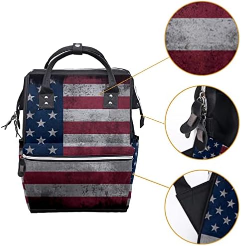 VBFOFBV ruksak za rušenje pelena, veliki ruksak za pelenu, putni ruksak, ruksak za laptop za žene, američka zastava Retro