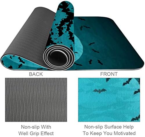 Siebzeh Halloween Moon and Bats Premium Thick Yoga Mat Eco Friendly Rubber Health & amp; fitnes Non Slip Mat za sve vrste vježbe joge