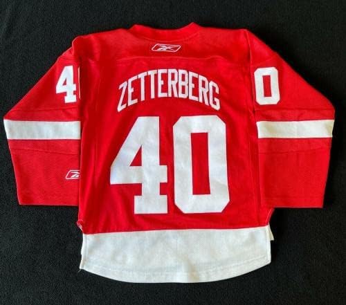 Henrik Zetterberg potpisao Detroit Crvena krila Reebok Youth S / M Jersey JSA COA - autogramirani NHL dresovi